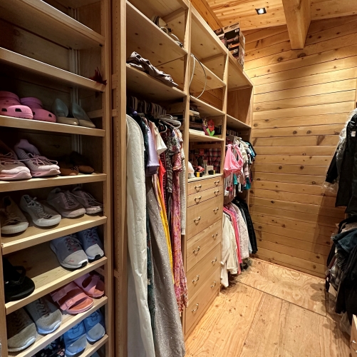 Customer photo of Lundia solid wood shelving in our Clear finish