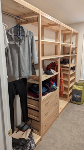 Customer photo of Lundia solid wood shelving in our Clear finish