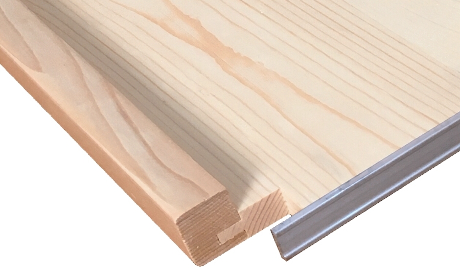 Close-up of solid wood grain in a Lundia closet organizer shelf